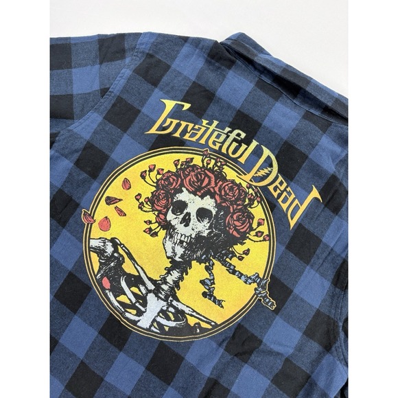 Grateful Dead Tops - Grateful Dead Button Up Plaid Flannel Blue Medium 2022